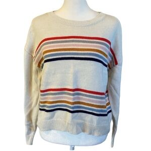 1901 Crop Sweater. Size XL (14/16). Cream with multi-colored stripes.